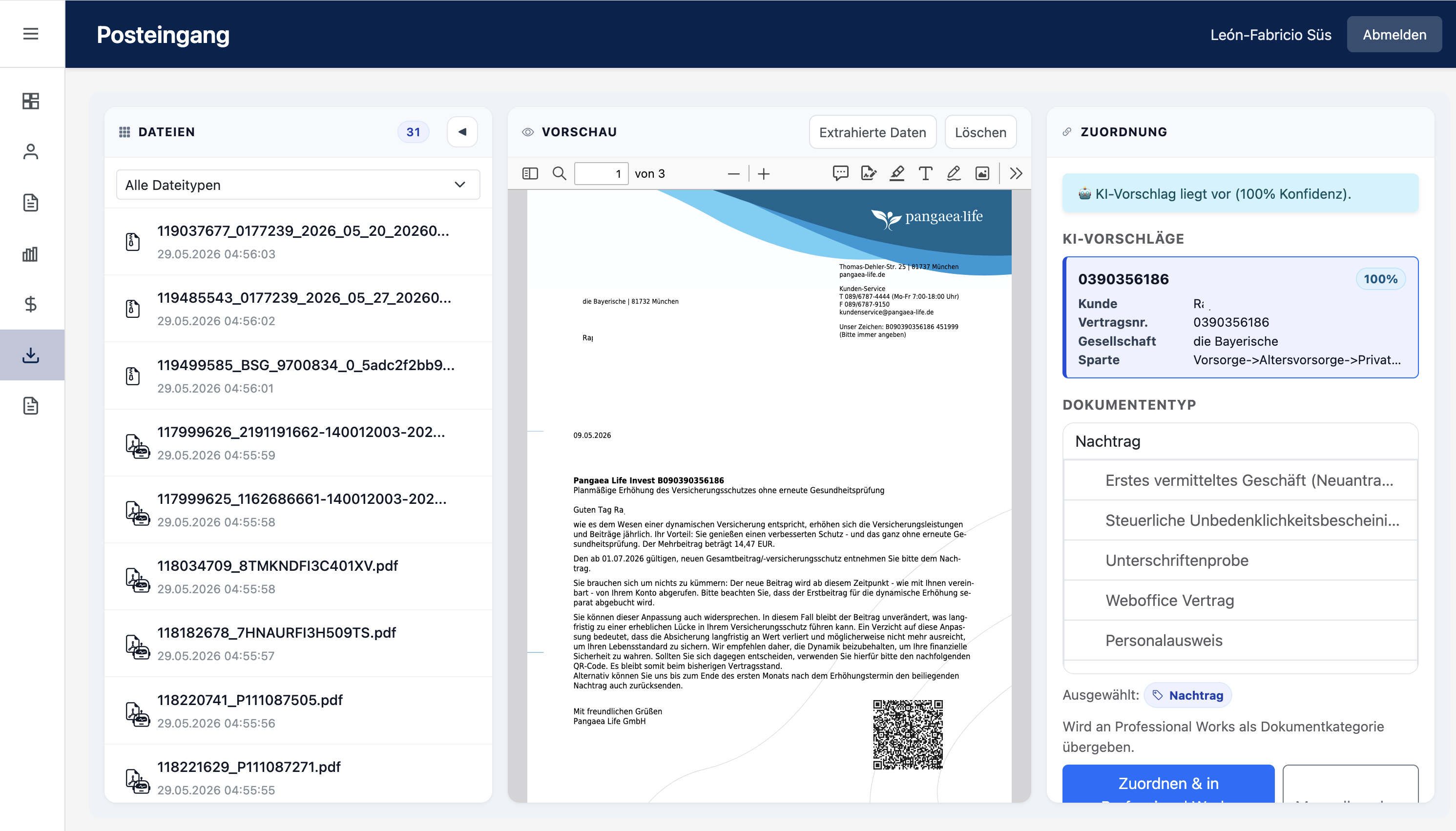 Screenshot Scanpost-Automatisierung Posteingang